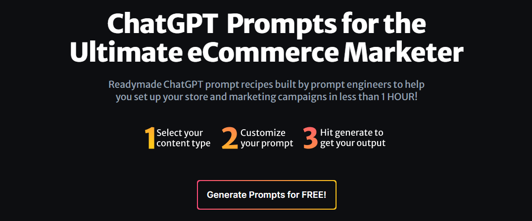 ECommerce Prompt Generator screenshot
