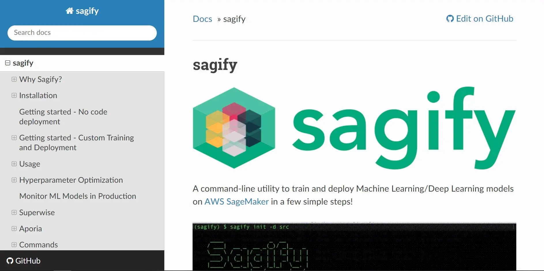 Sagify screenshot