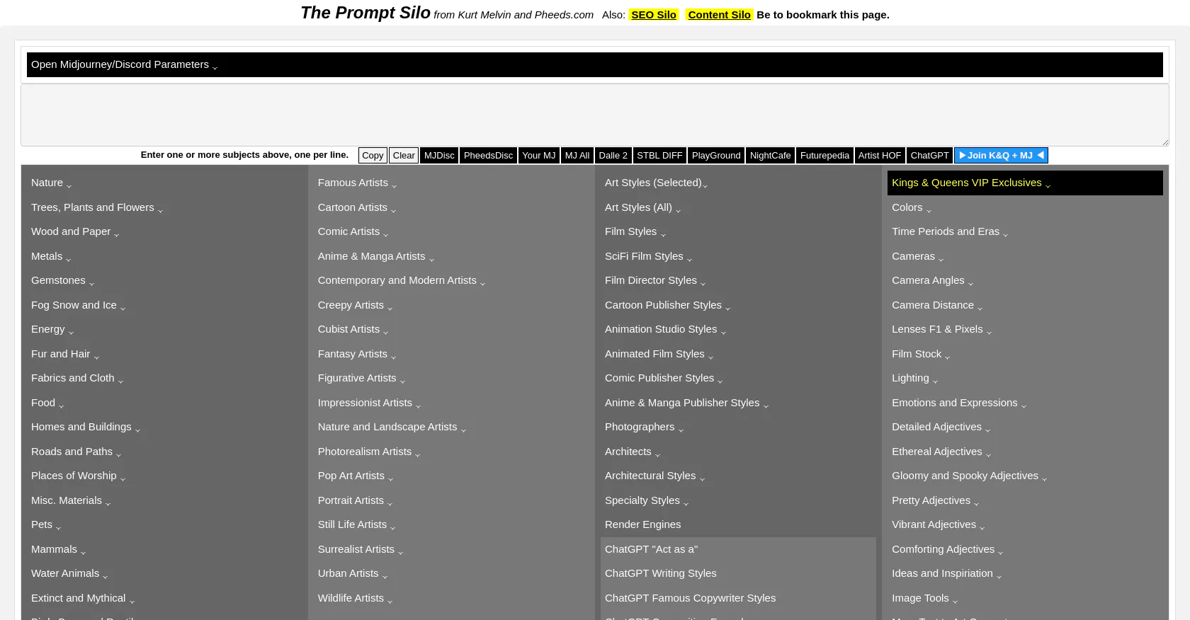 Pheeds Prompt Silo screenshot