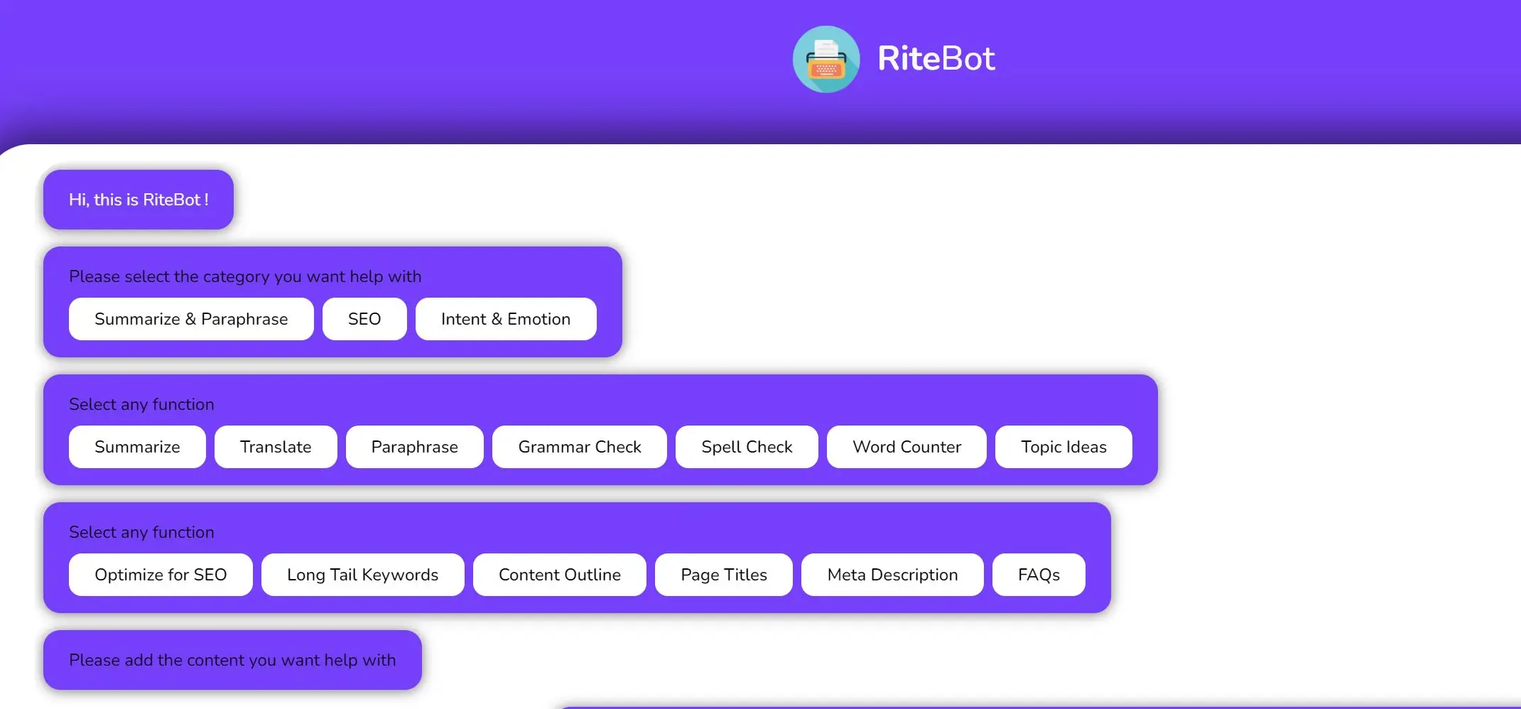 RiteBot screenshot