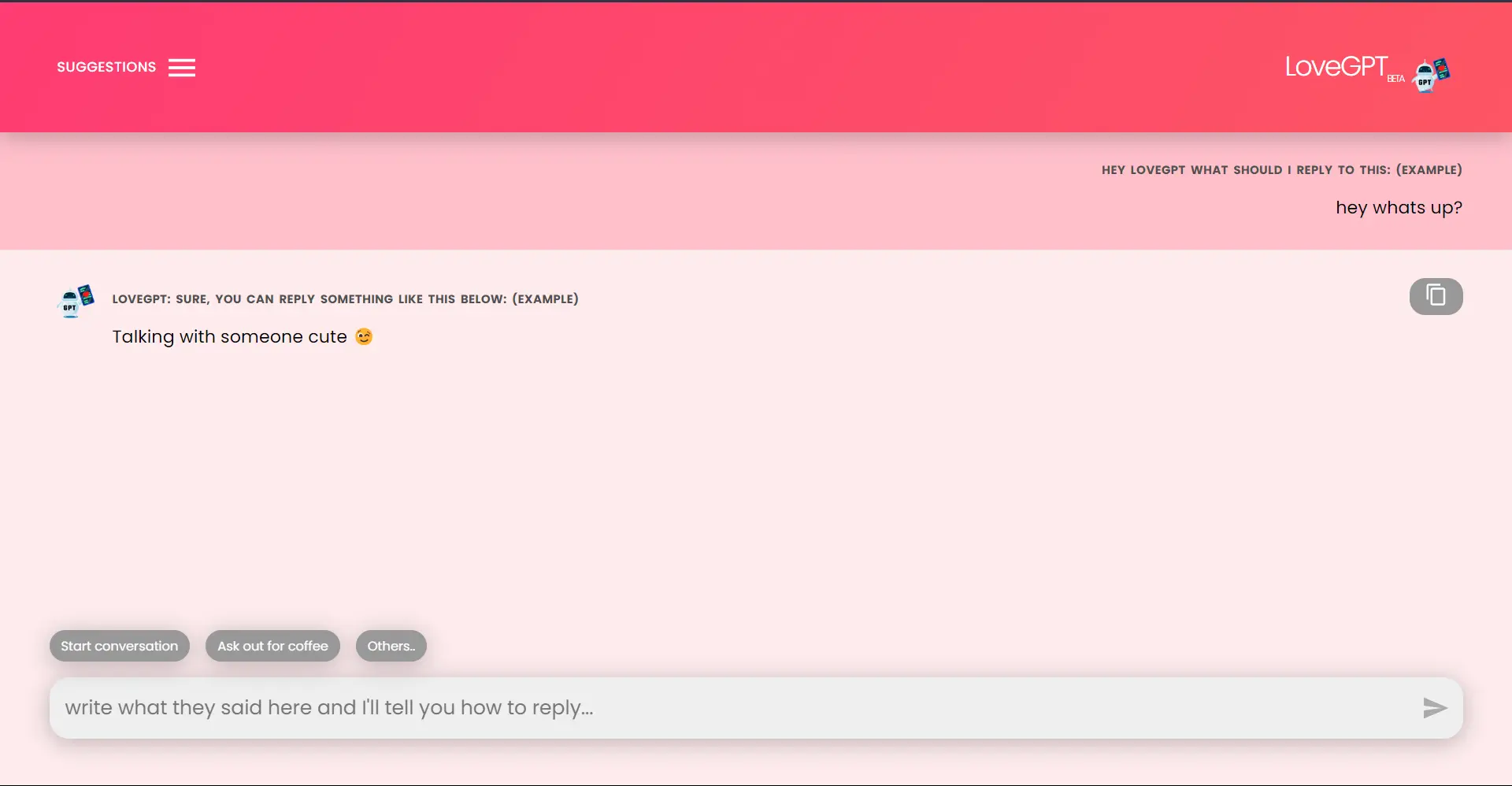 LoveGPT screenshot