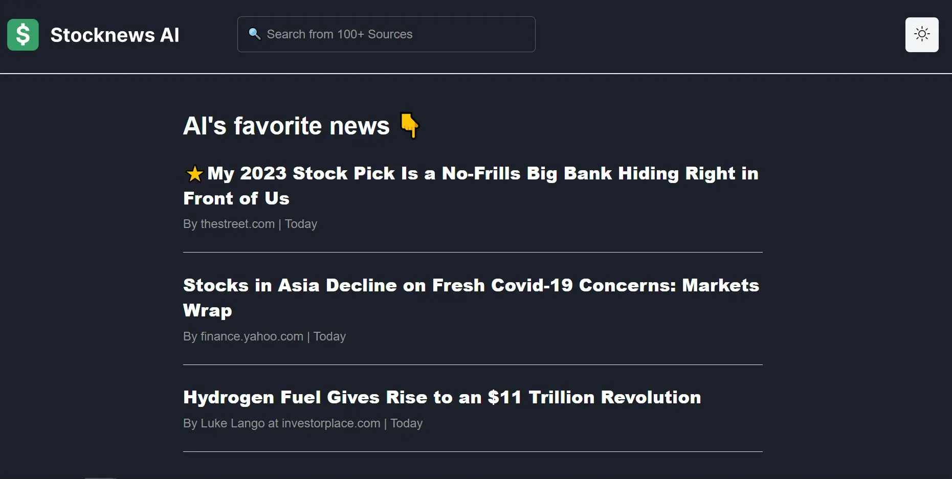 Stocknews AI screenshot