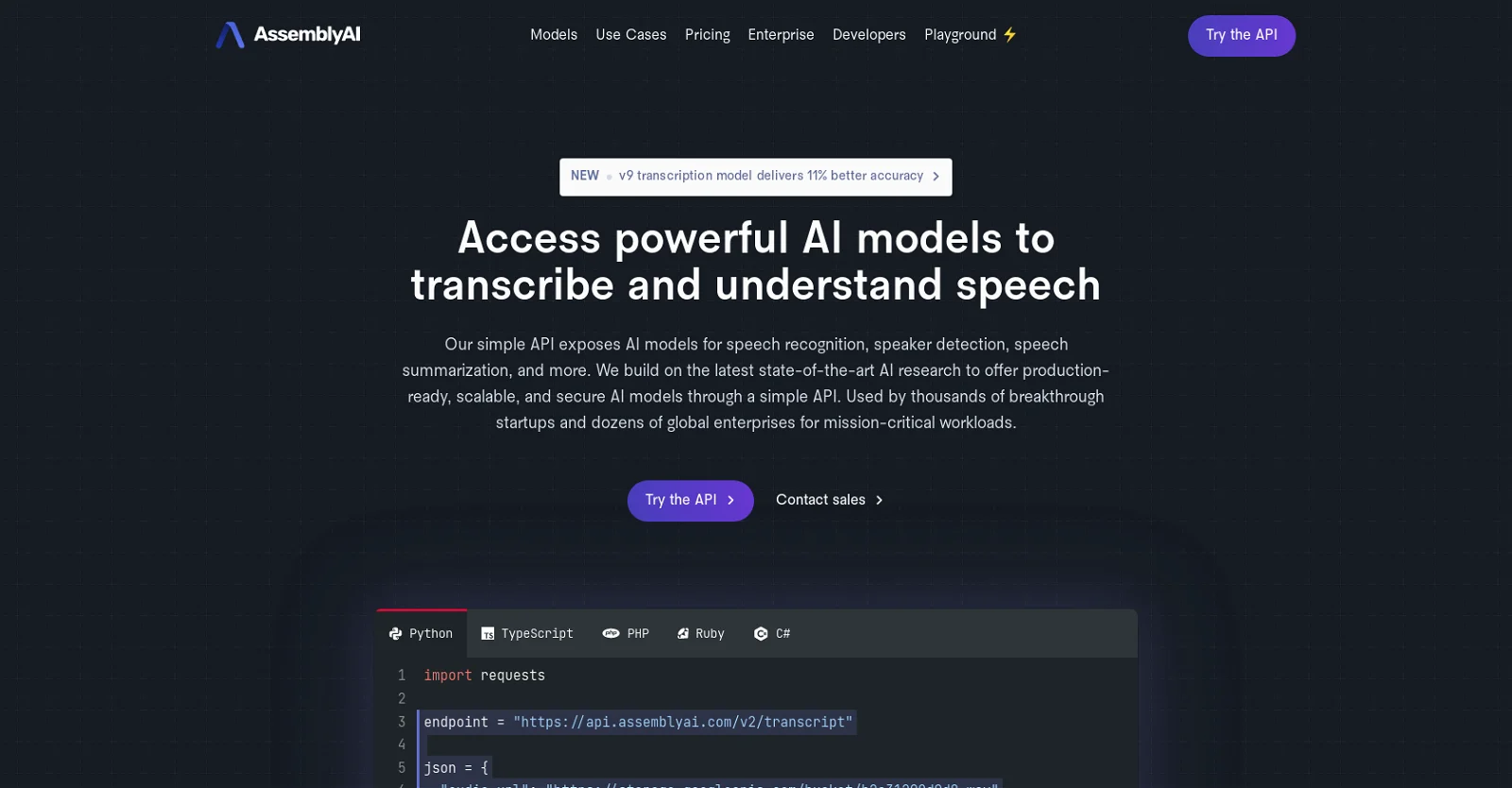 AssemblyAI screenshot