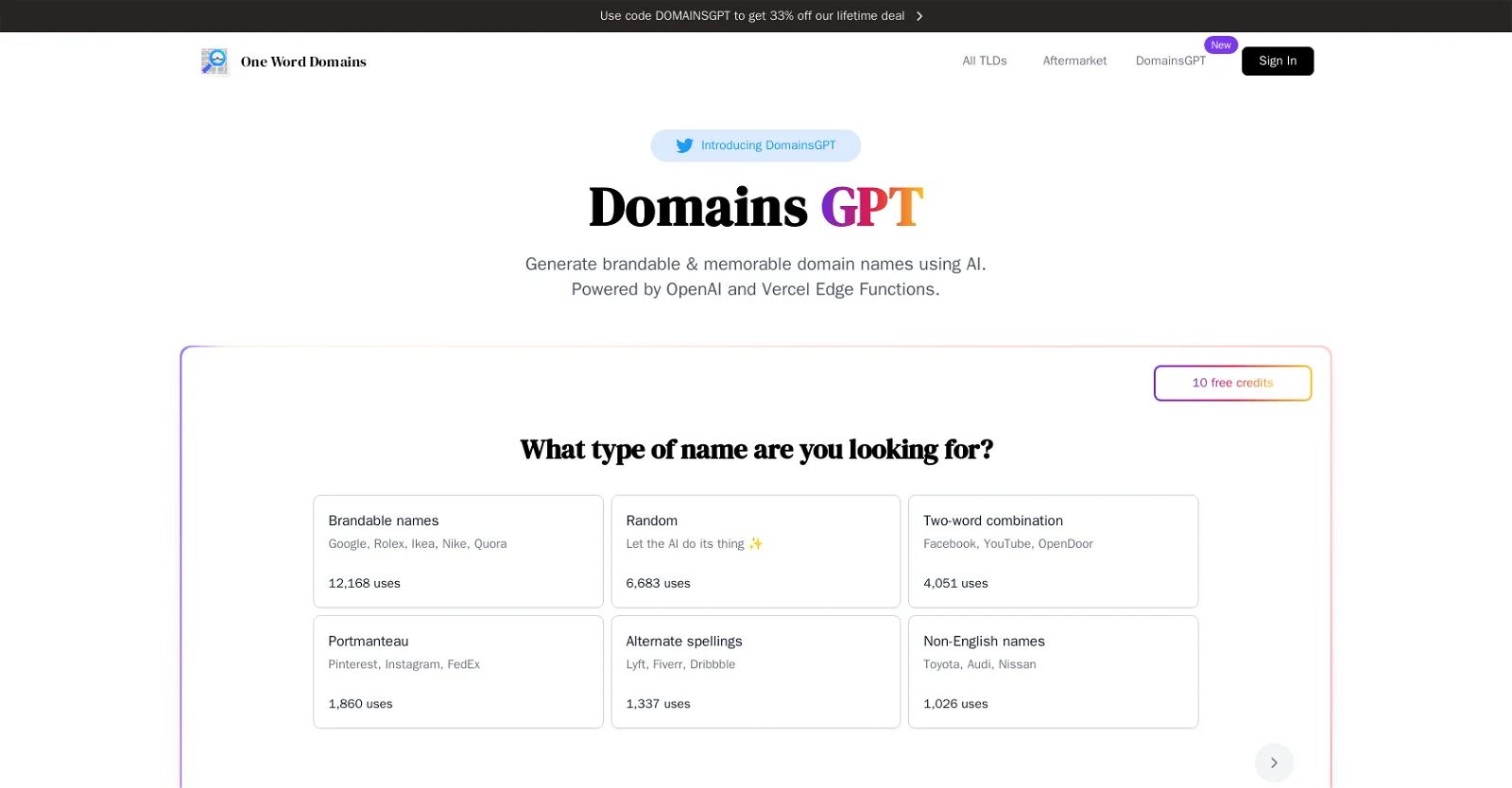 DomainsGPT screenshot