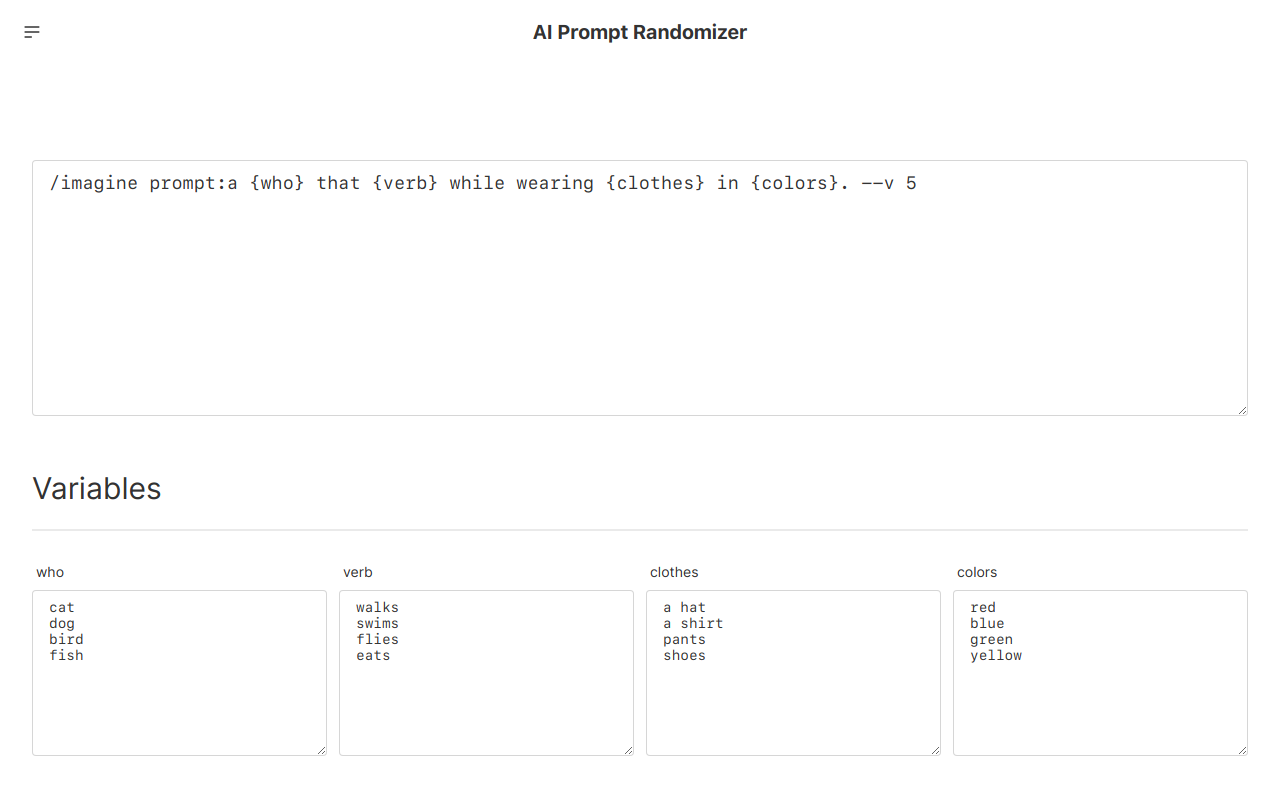 AI Prompt Randomizer screenshot