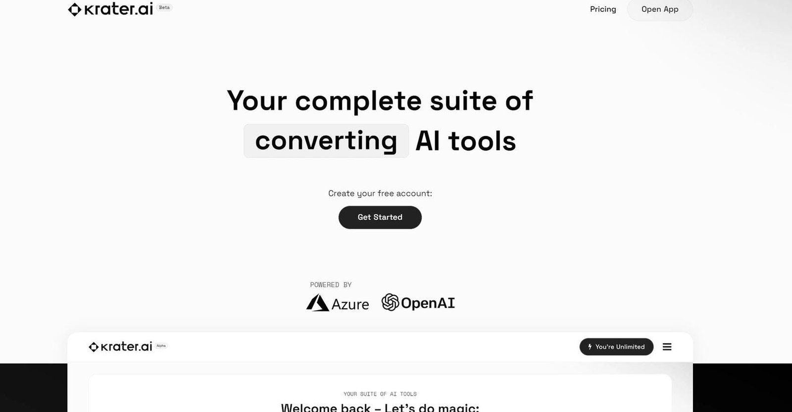 Krater.AI screenshot