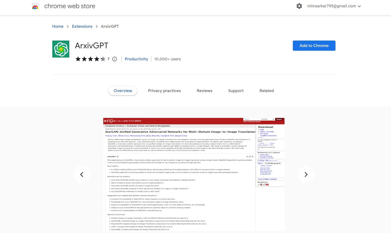 ArxivGPT screenshot