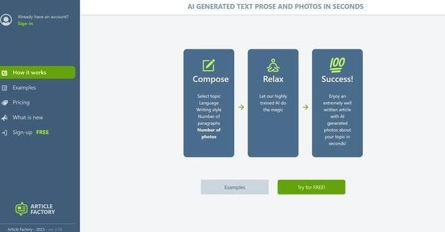 Article Factory screenshot