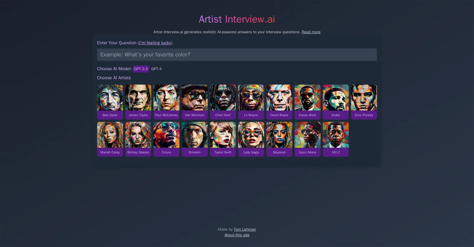 Artistinterview screenshot