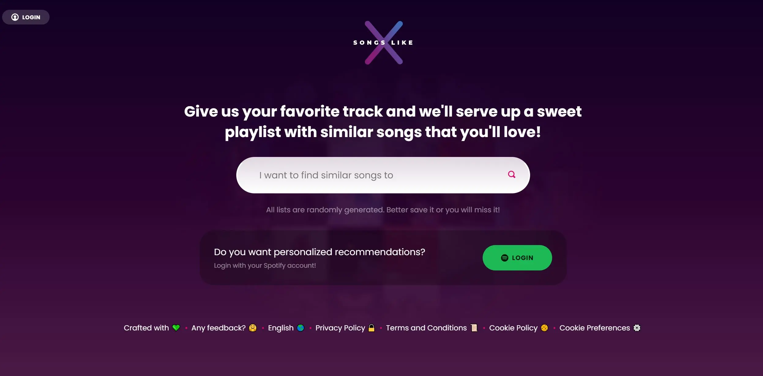 Songs Like X screenshot
