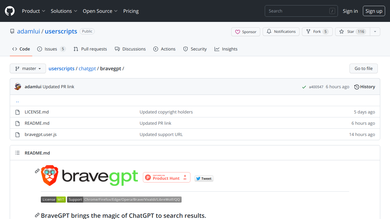 BraveGPT screenshot