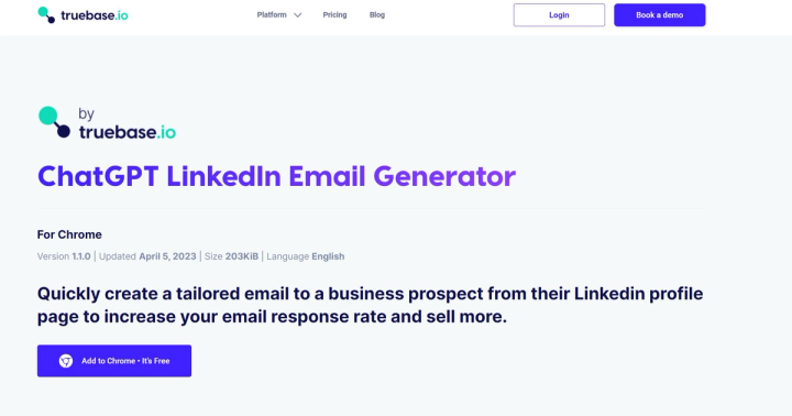 ChatGPT LinkedIn Email Generator screenshot