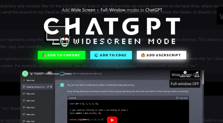 ChatGPT Widescreen Mode screenshot