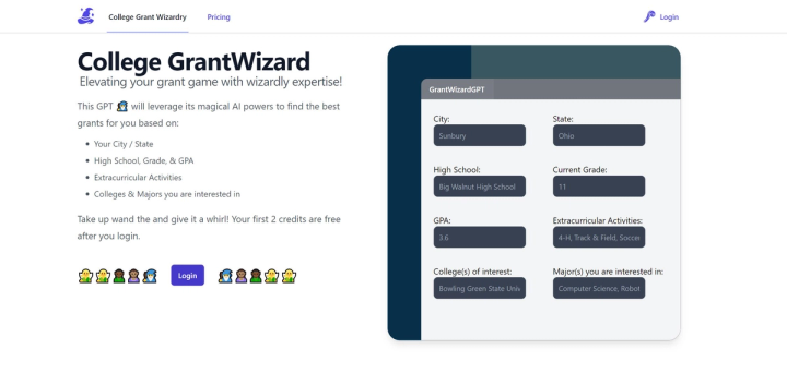 CollegeGrantWizard screenshot