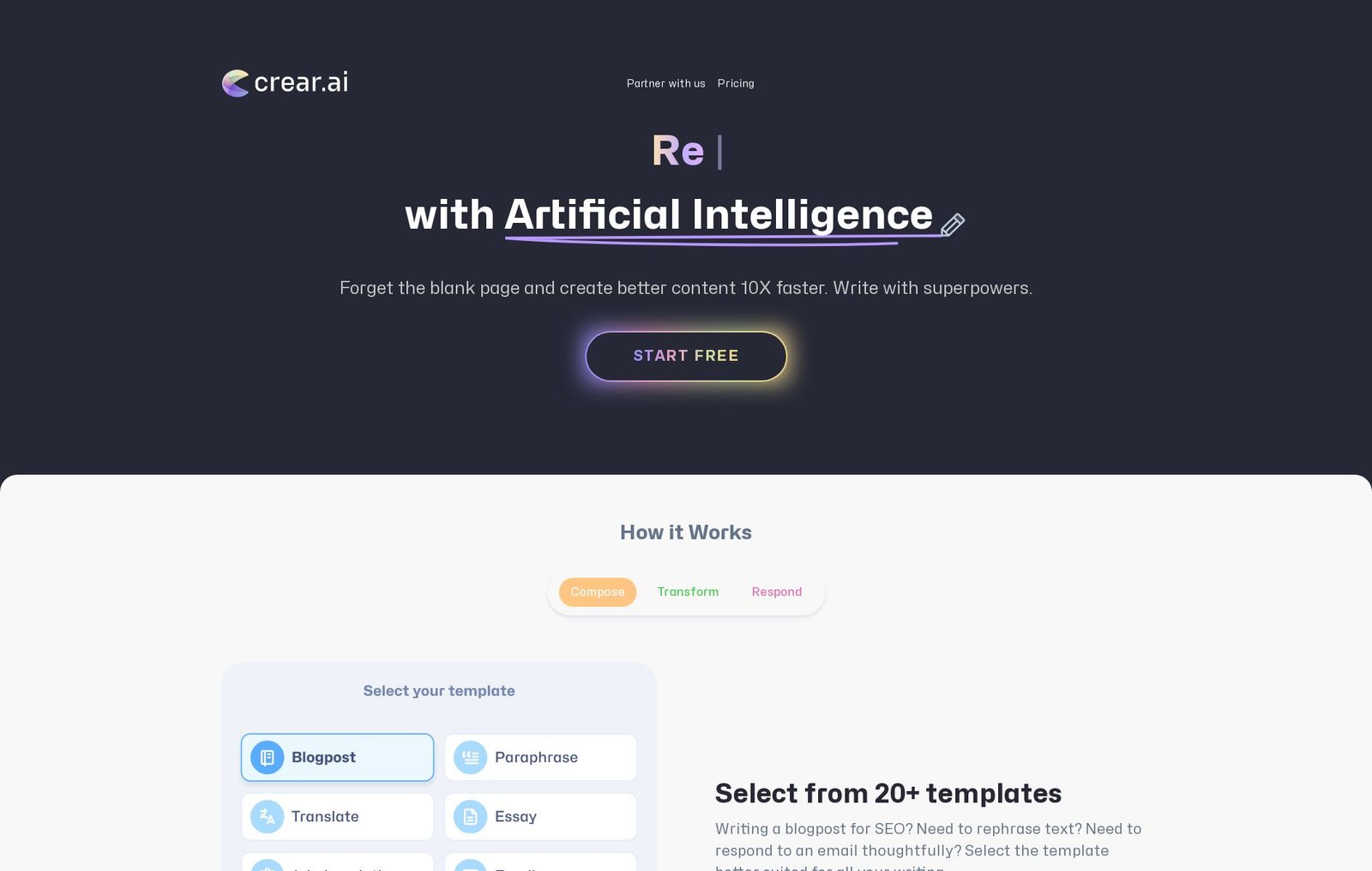 Crear.ai screenshot