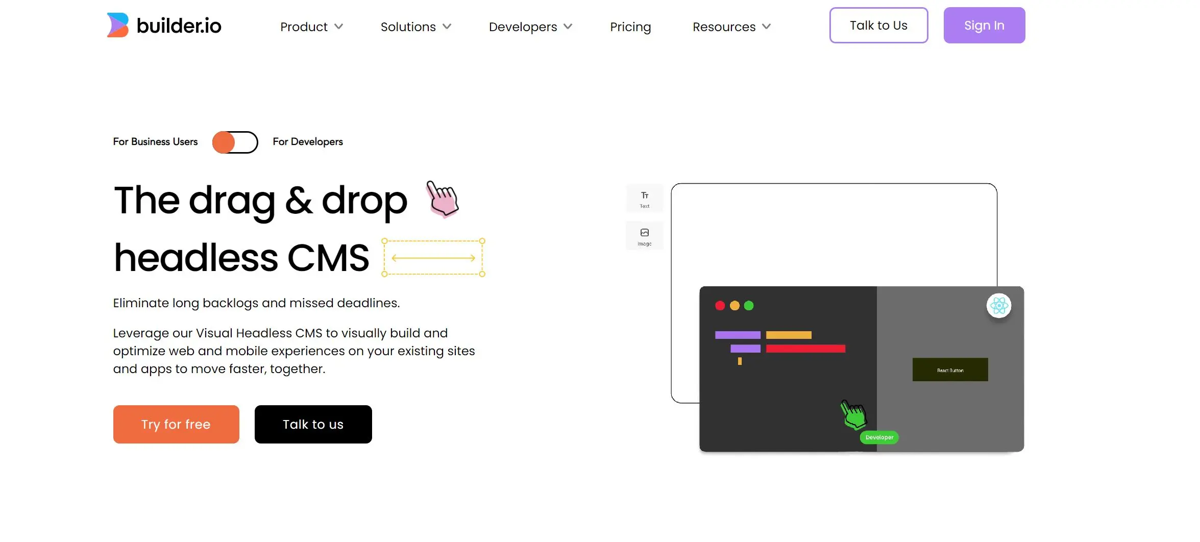 Builder.io screenshot