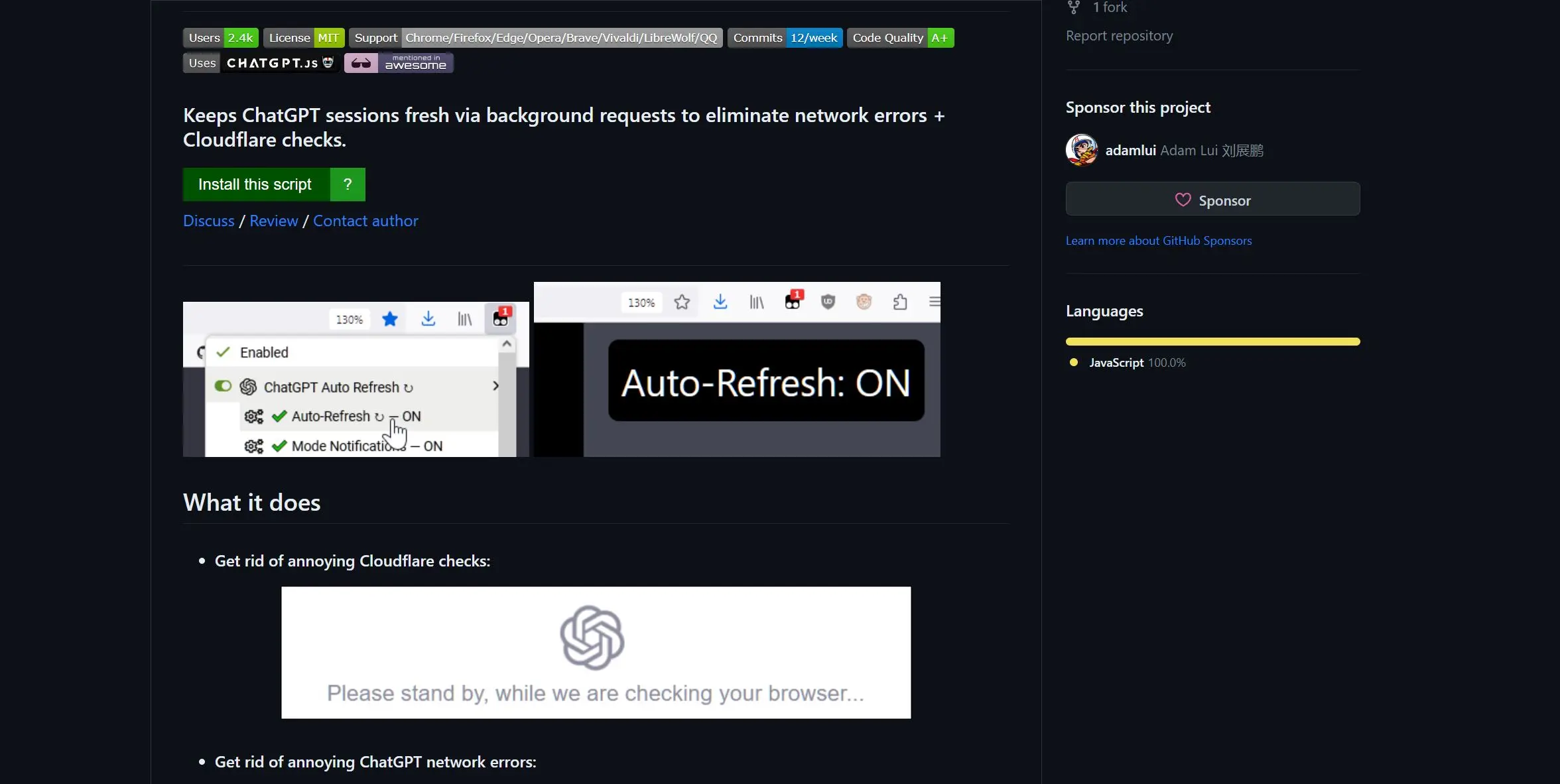 ChatGPT Auto Refresh screenshot