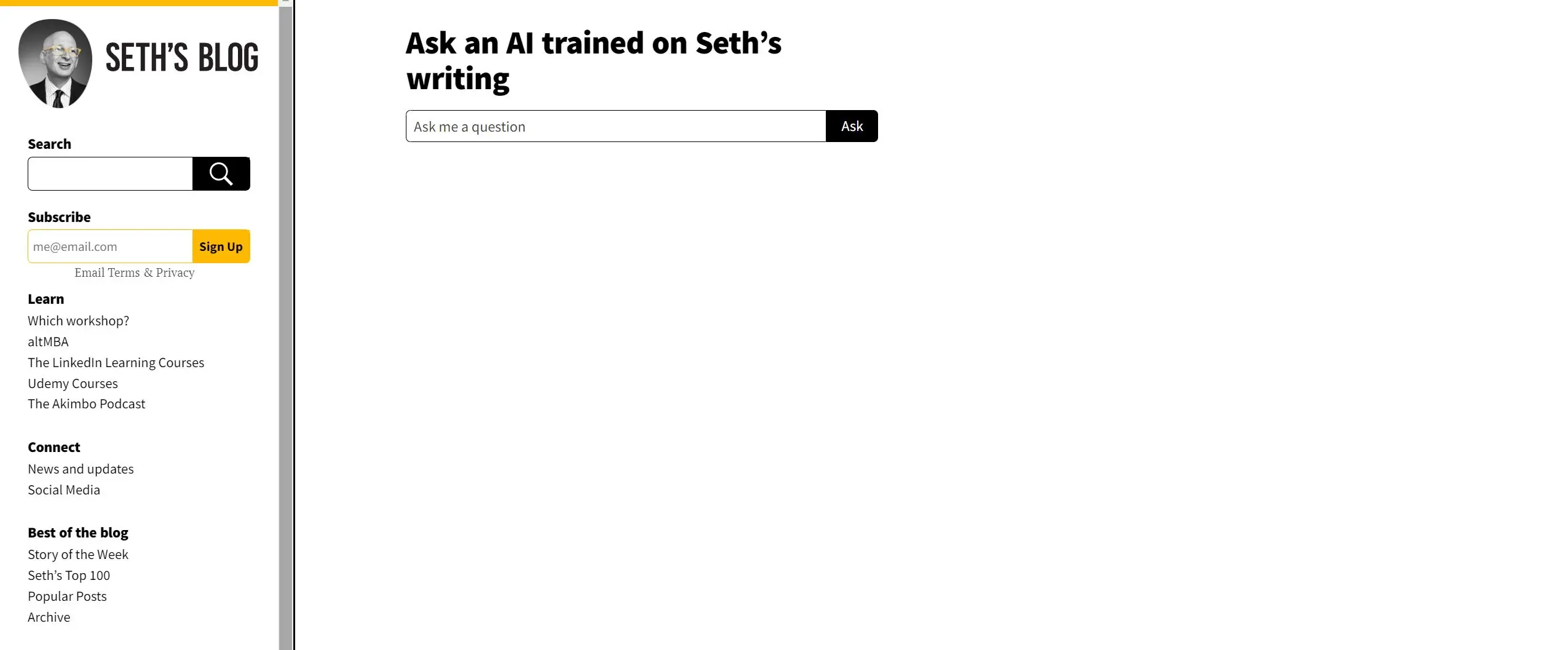Seths Chatbot screenshot