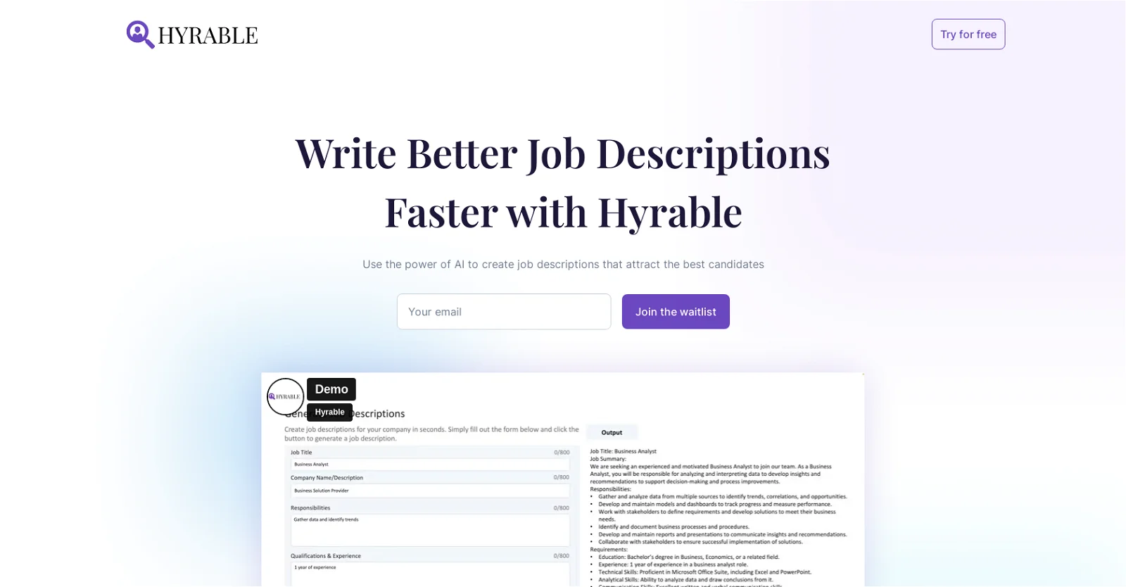 Hyrable screenshot