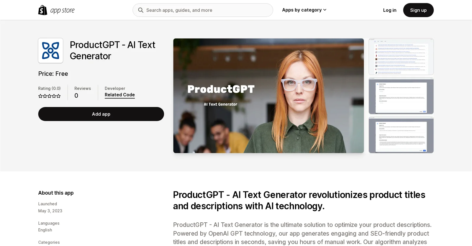 ProductGPT screenshot