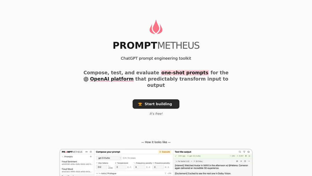 Promptmetheus screenshot