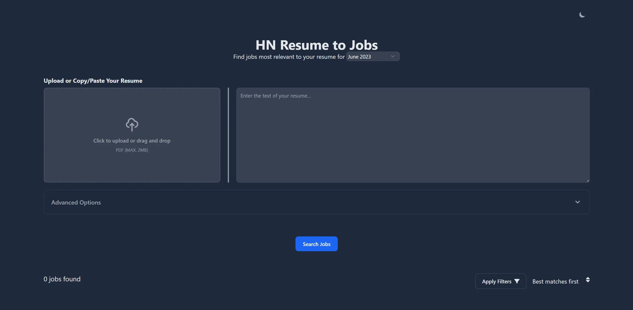 HN Resume to Jobs screenshot