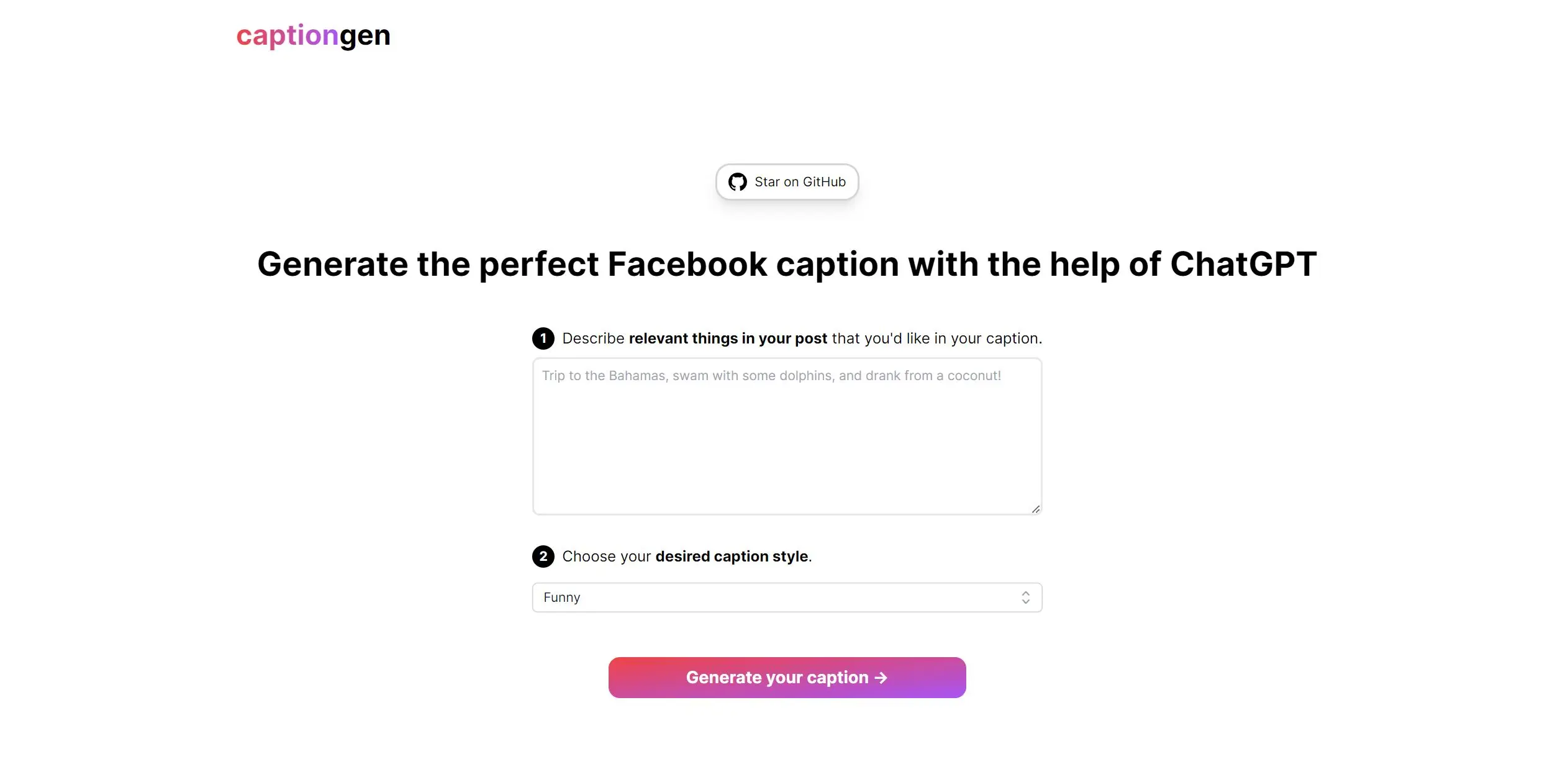 Captiongen screenshot