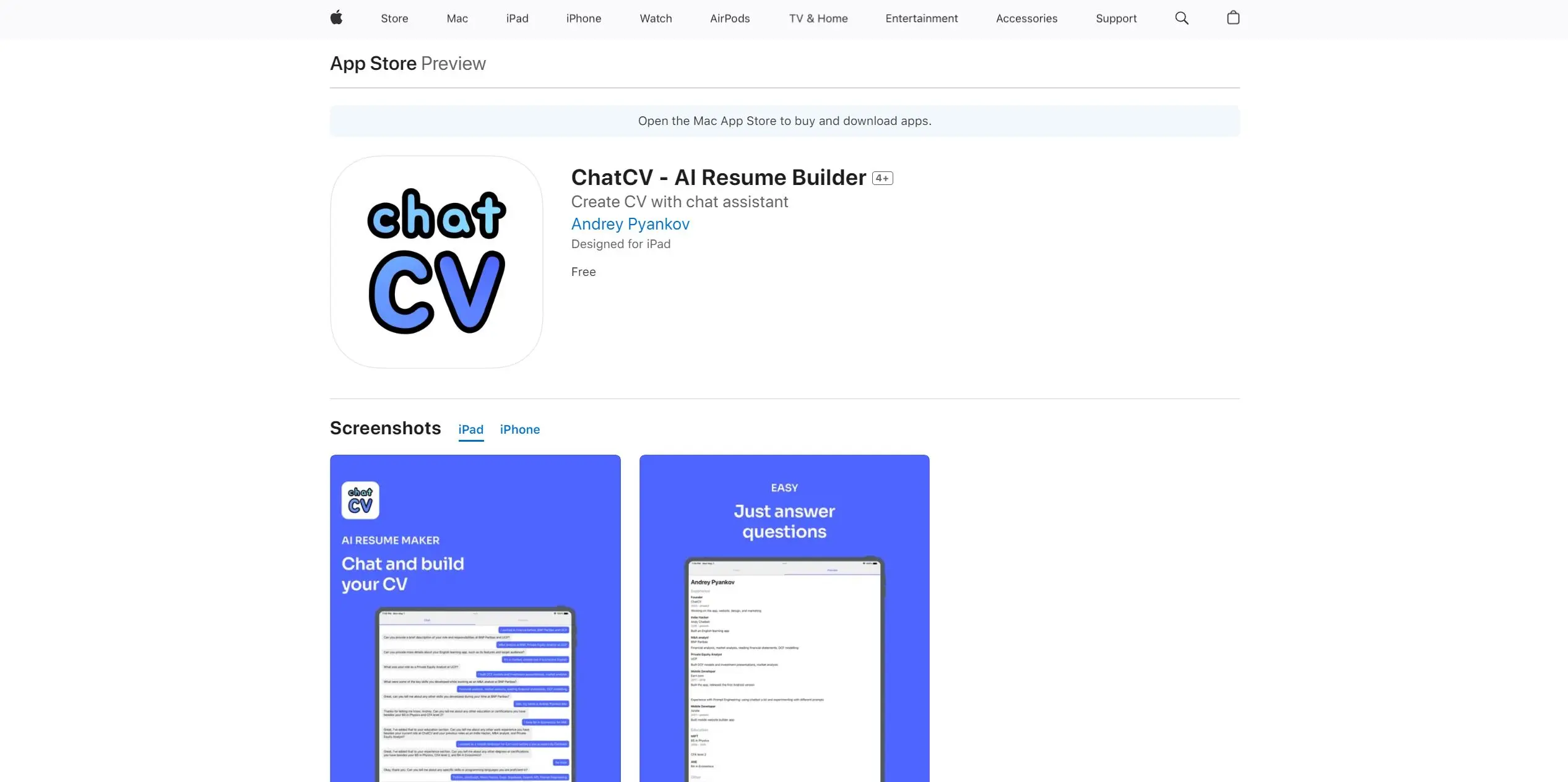 Chat CV screenshot