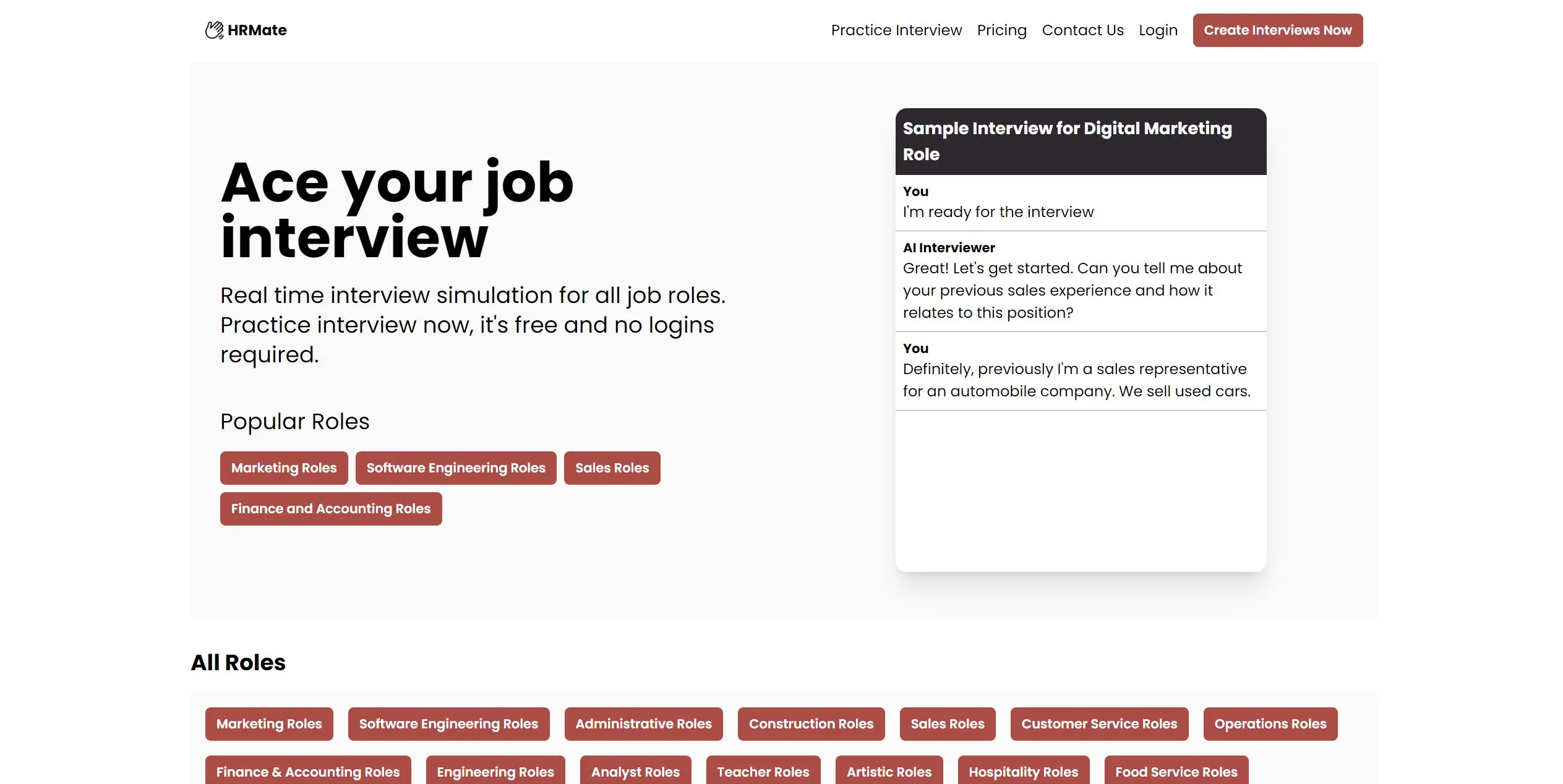 Practice Interview screenshot