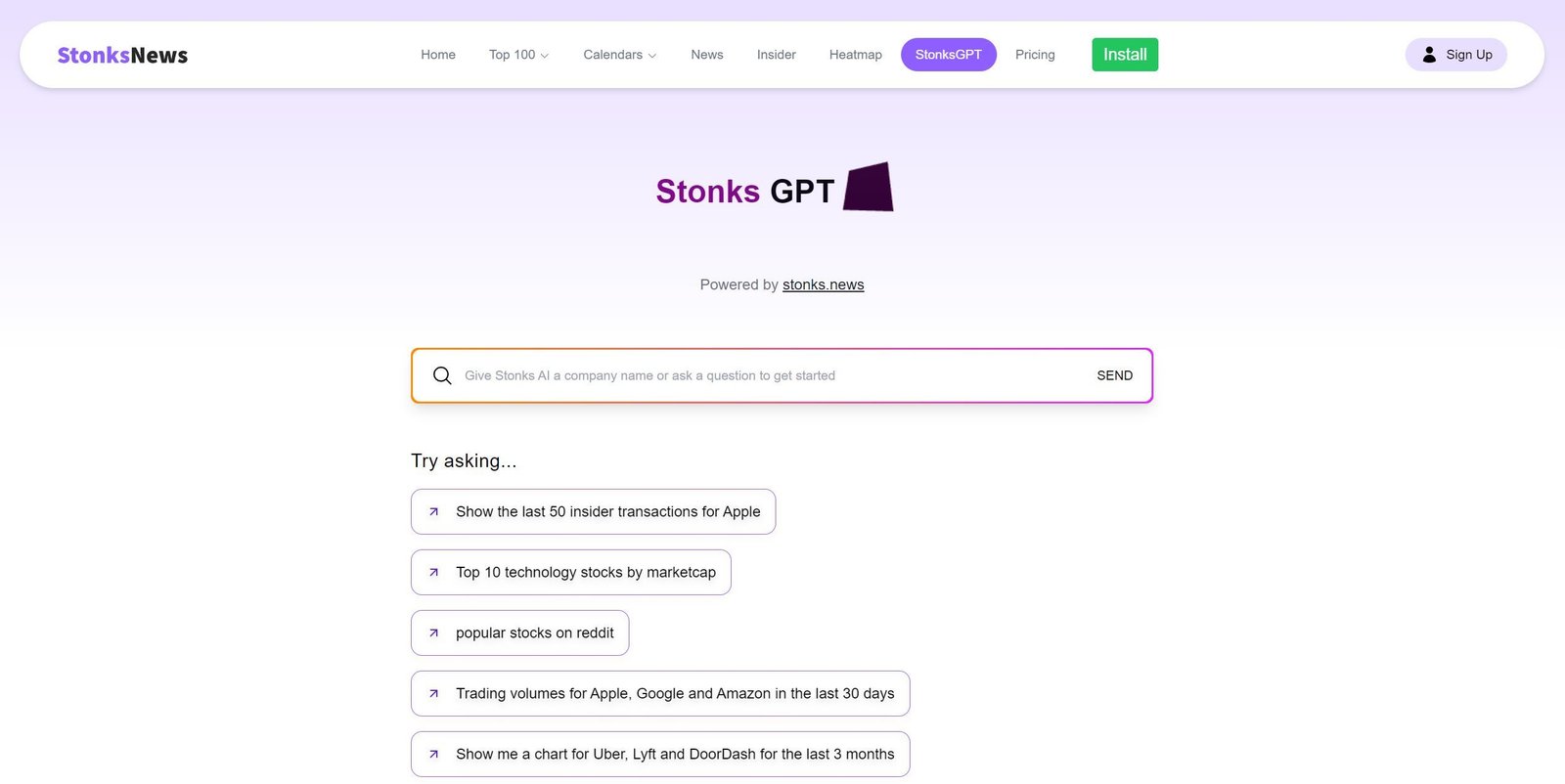 StonksGPT screenshot