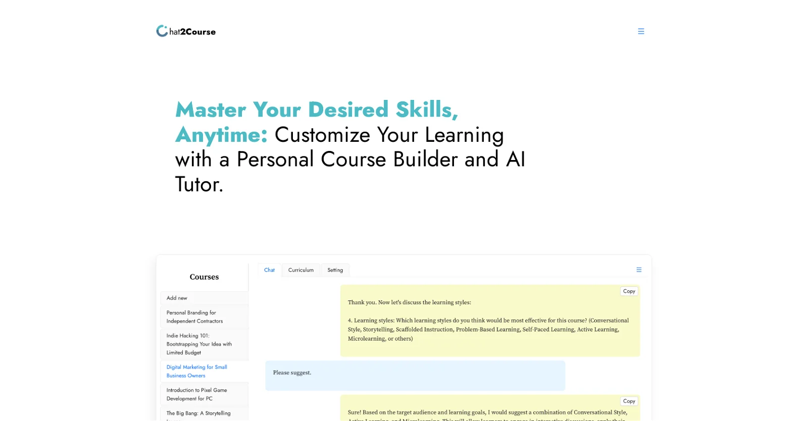 Chat2Course screenshot