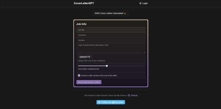 CoverLetterGPT screenshot