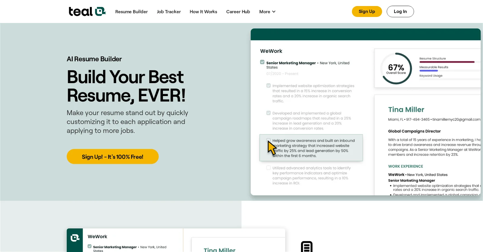 Teal Resume Builder screenshot