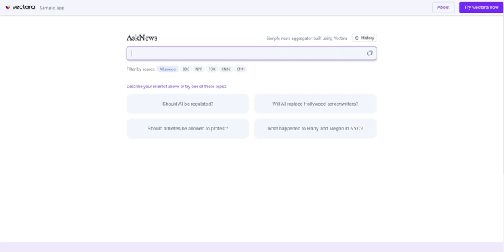 Vectara screenshot
