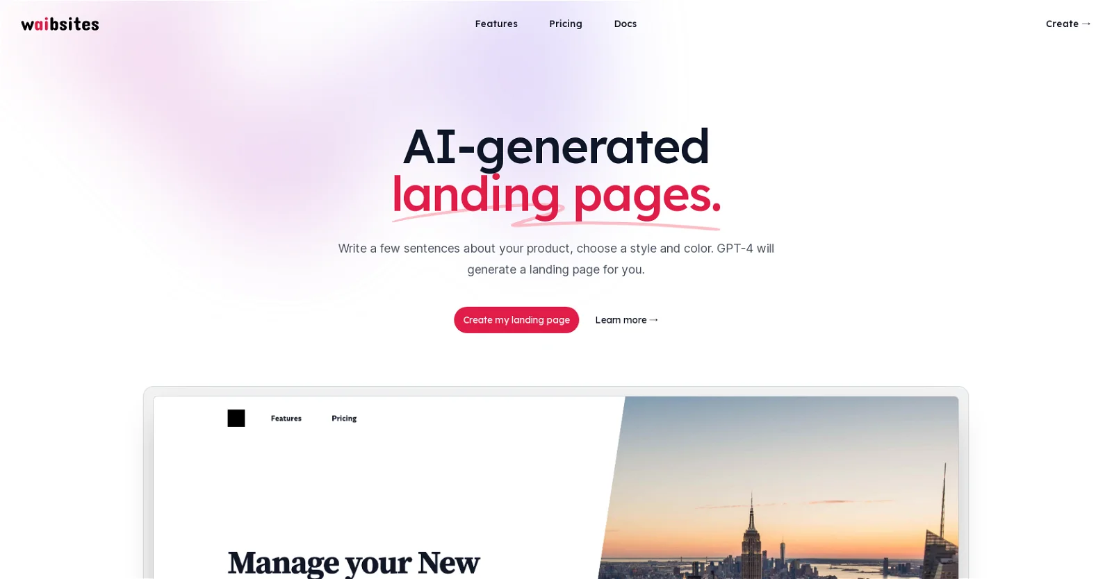 Waibsites screenshot