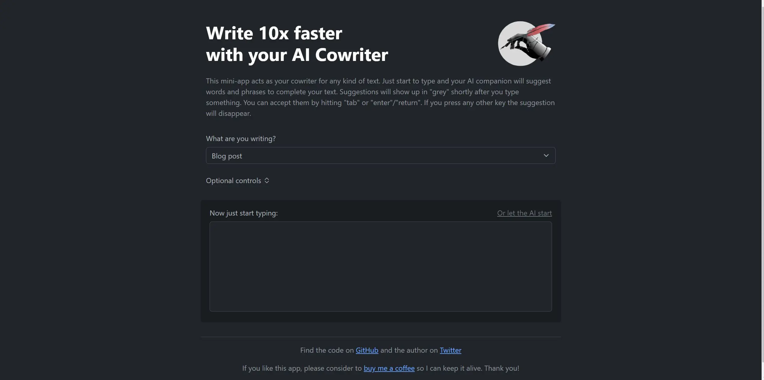 AI Cowriter screenshot