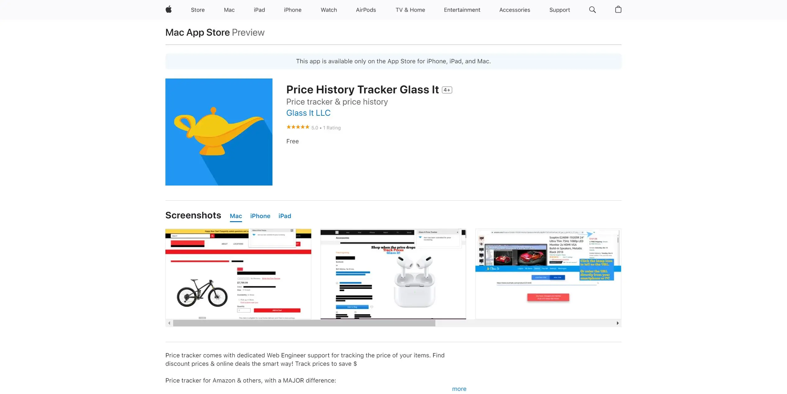 Glass It Price Tracker screenshot