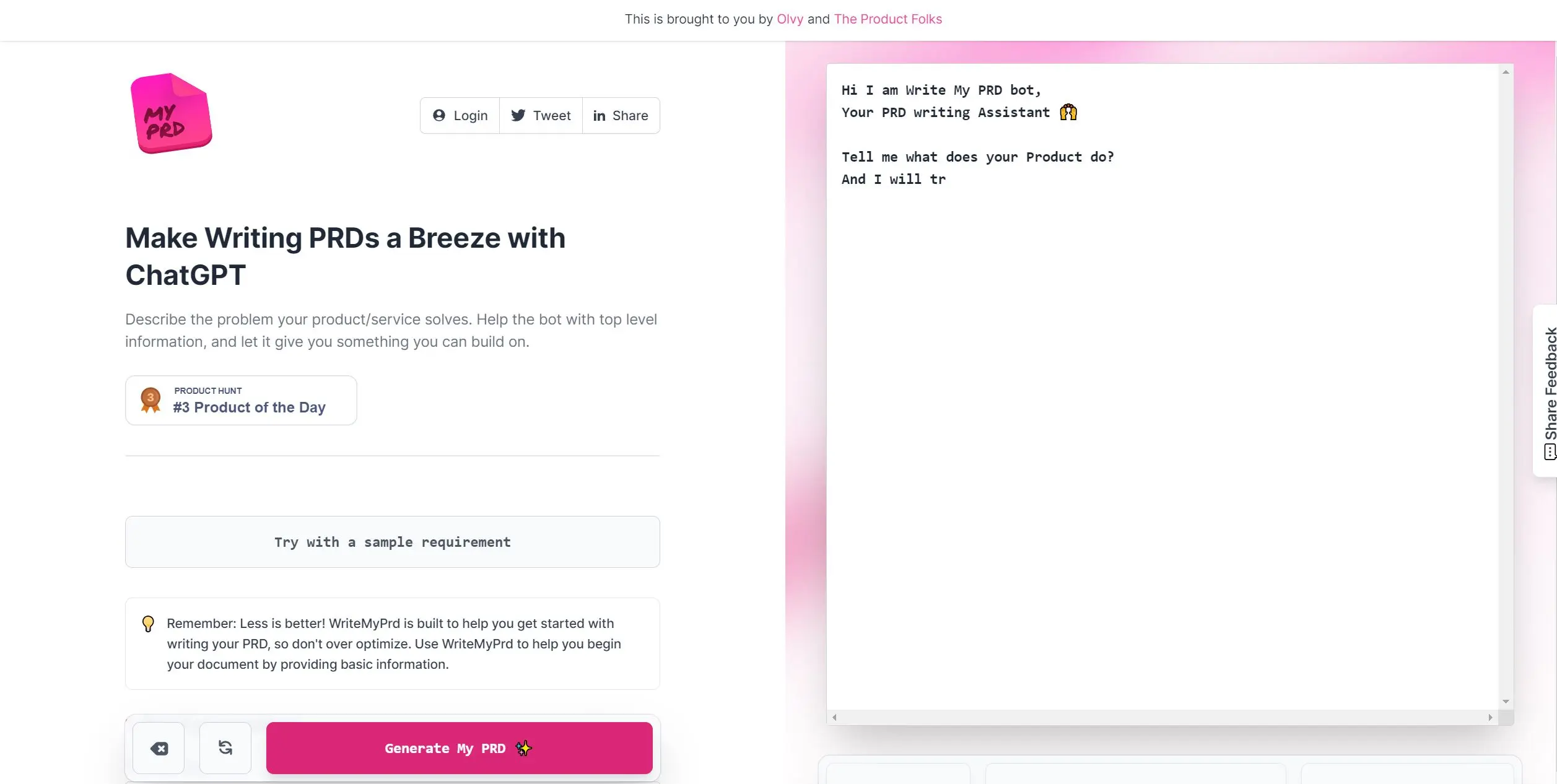 Writemyprd screenshot