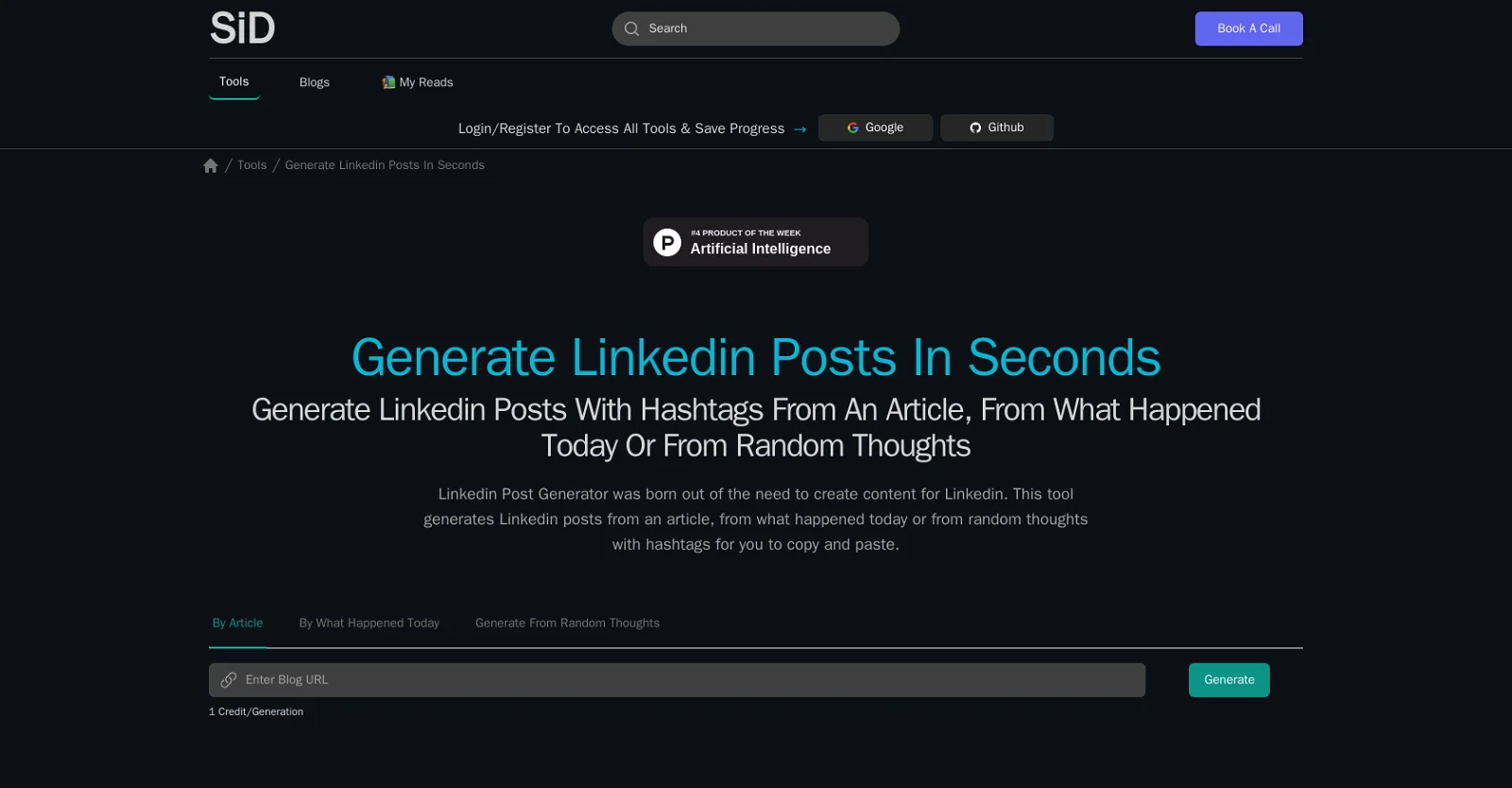 Linkedin Post Generator screenshot