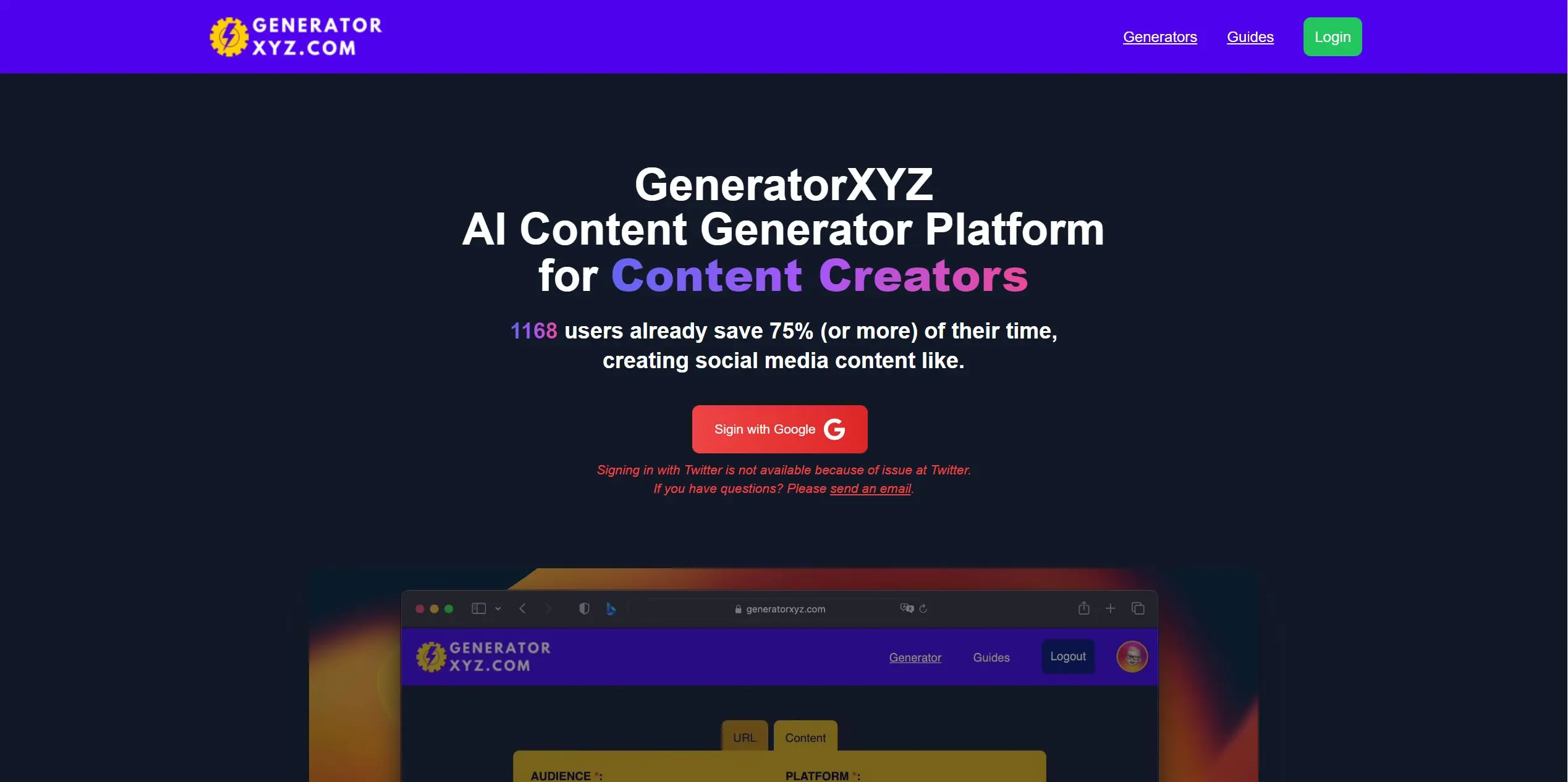 Generatorxyz screenshot