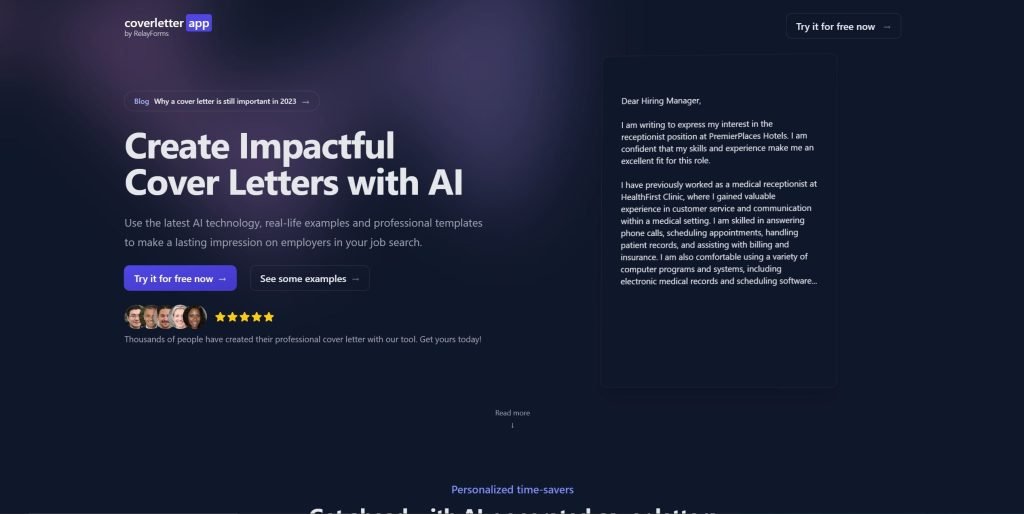 Coverletter.app screenshot