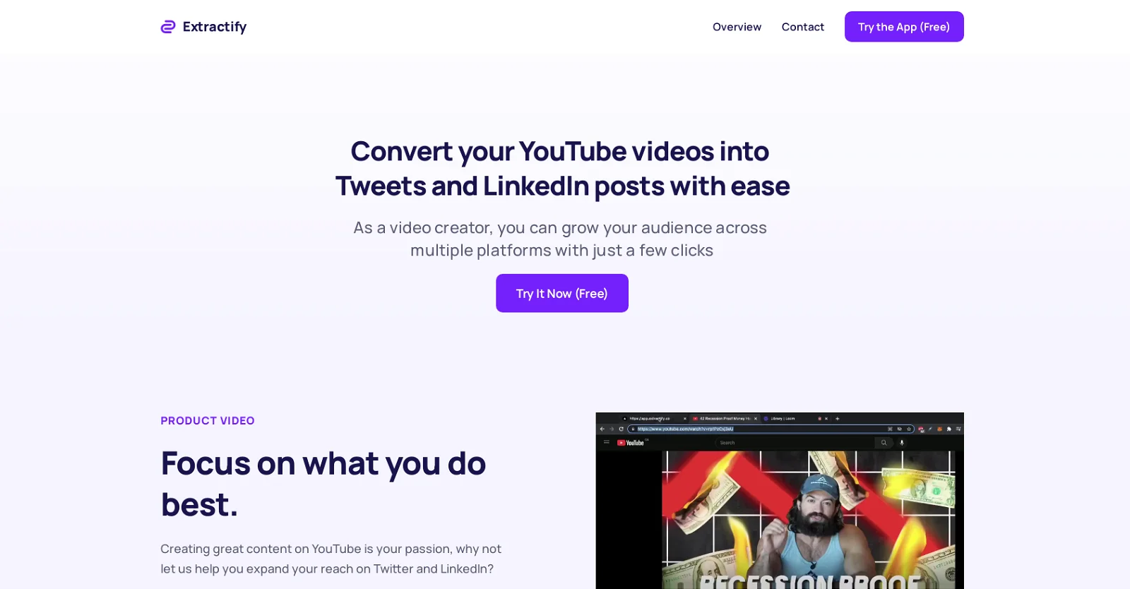 Extractify.co screenshot