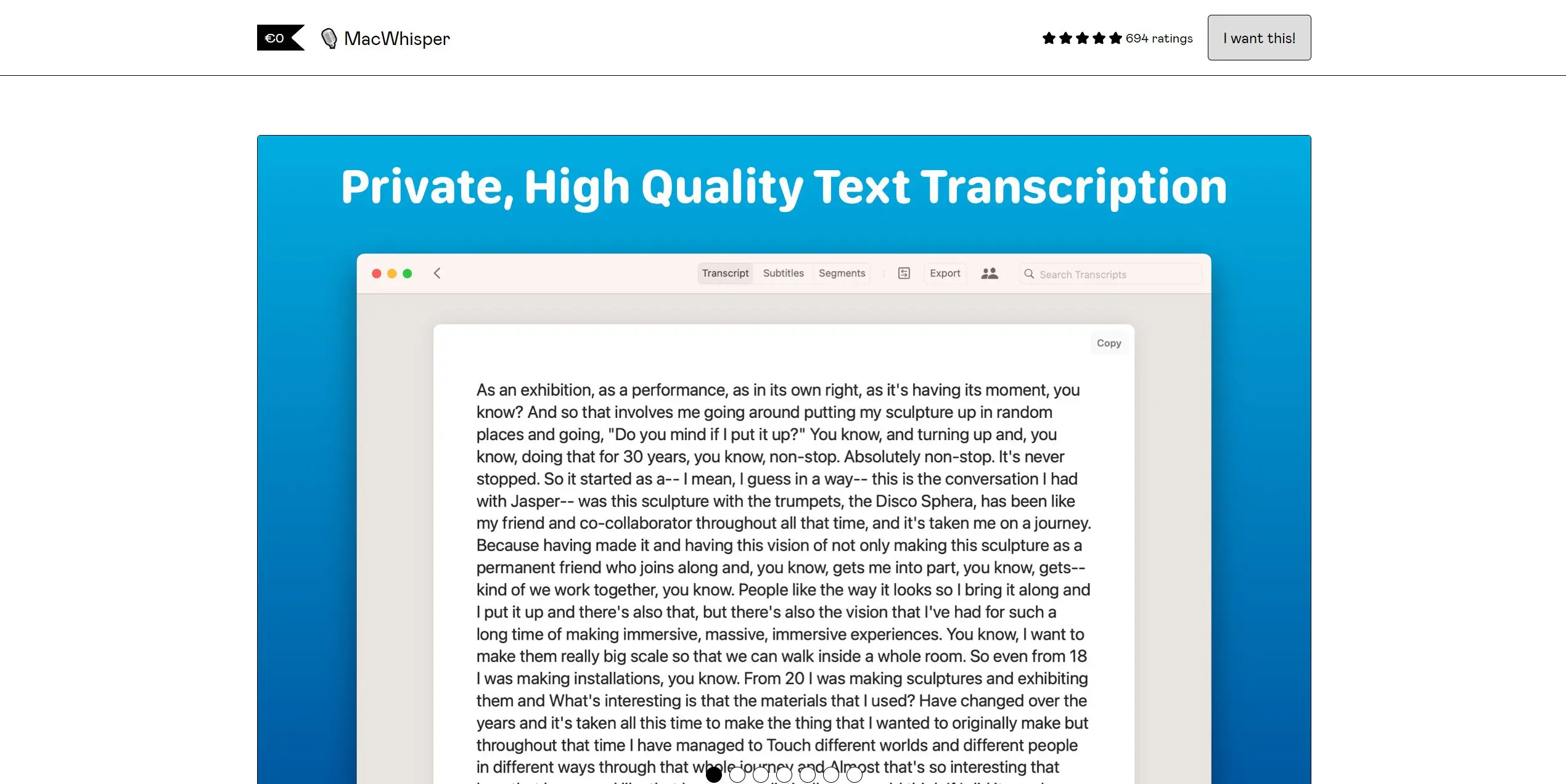 Macwhisper screenshot