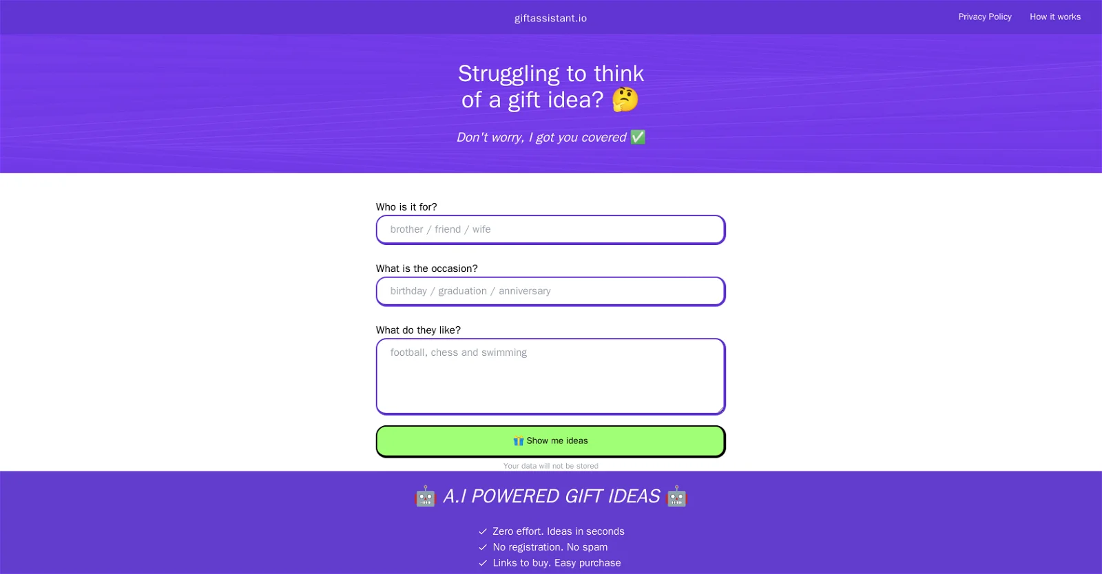 Giftassistant screenshot