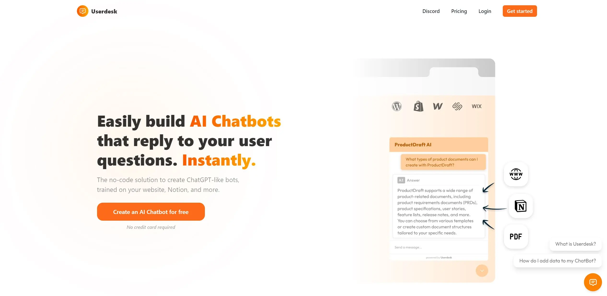 Userdesk screenshot