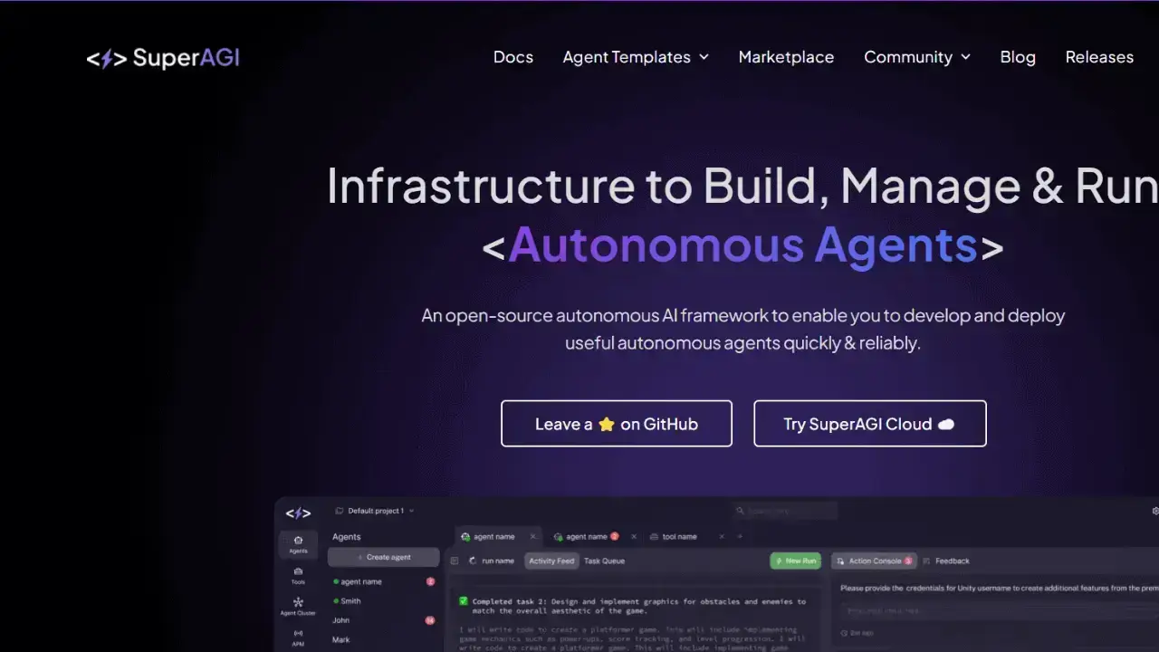 SuperAGI Cloud screenshot