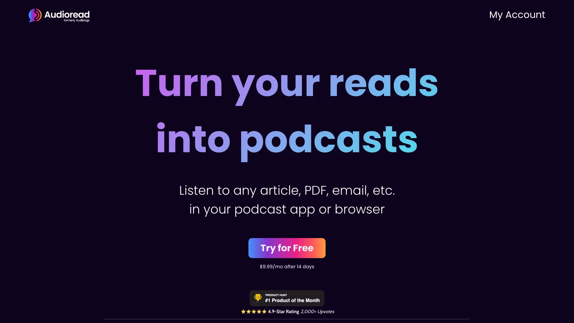 Audioread.com screenshot