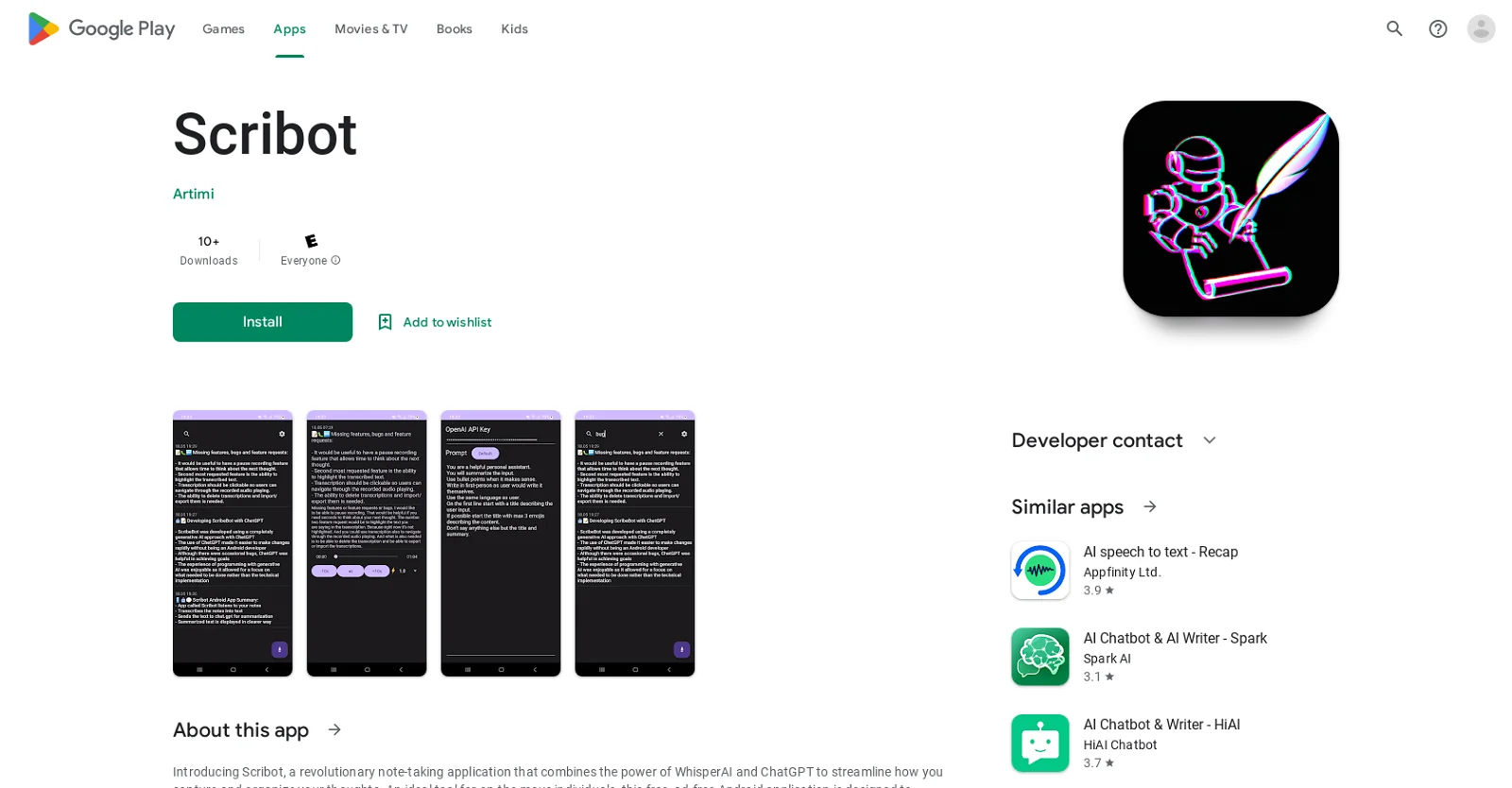 Scribot screenshot