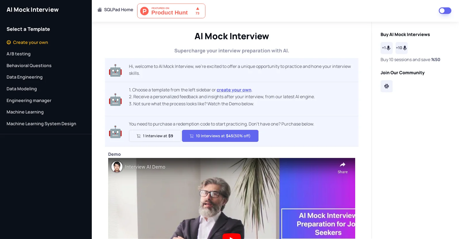 AI Mock Interview screenshot