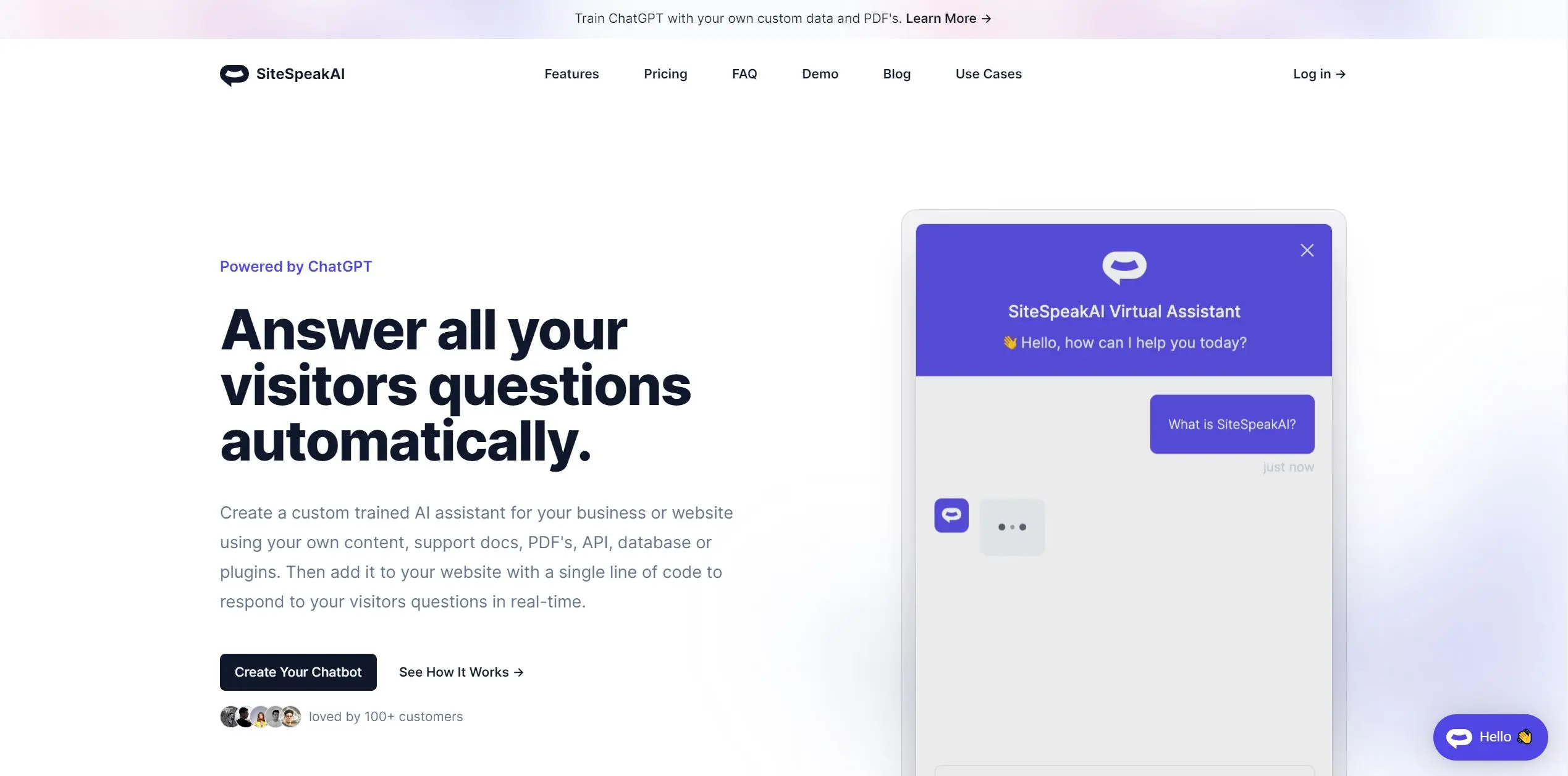 SiteSpeakAI screenshot